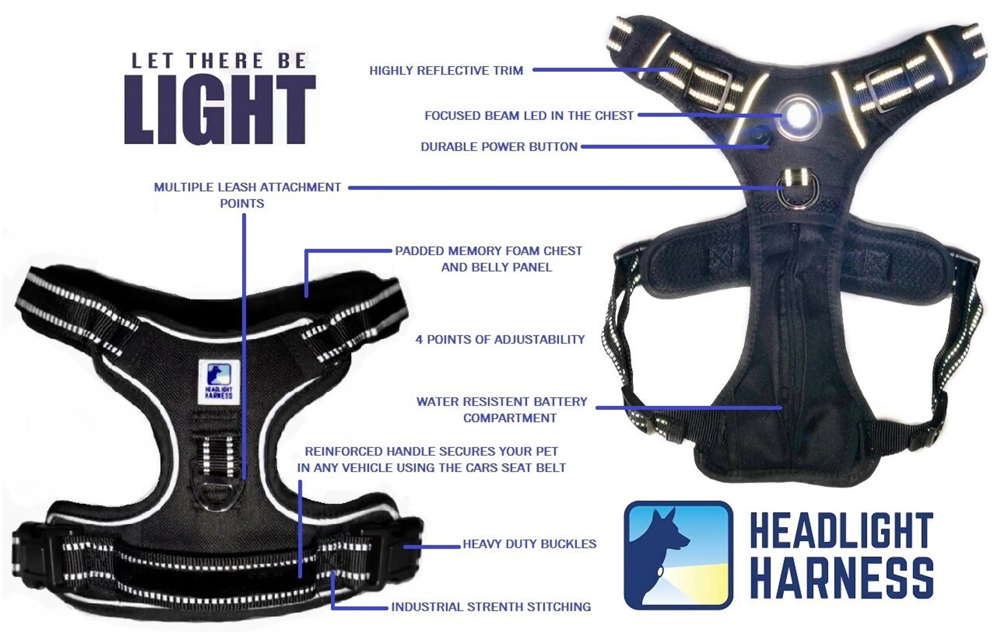 NightWalk LED Dog Harness — Built-In Light for Safe Night Walks