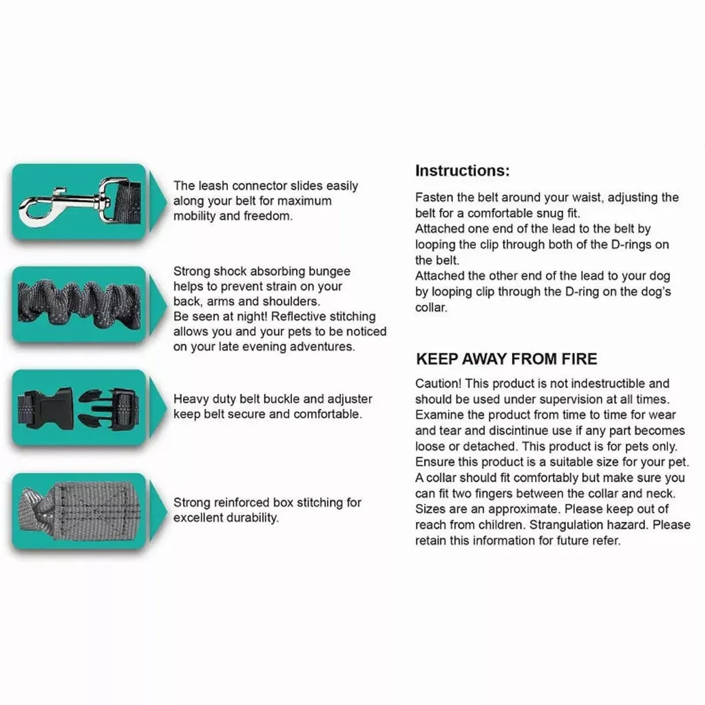 Daily Walk Hands-Free Leash — Adjustable Waist & Shoulder Belt